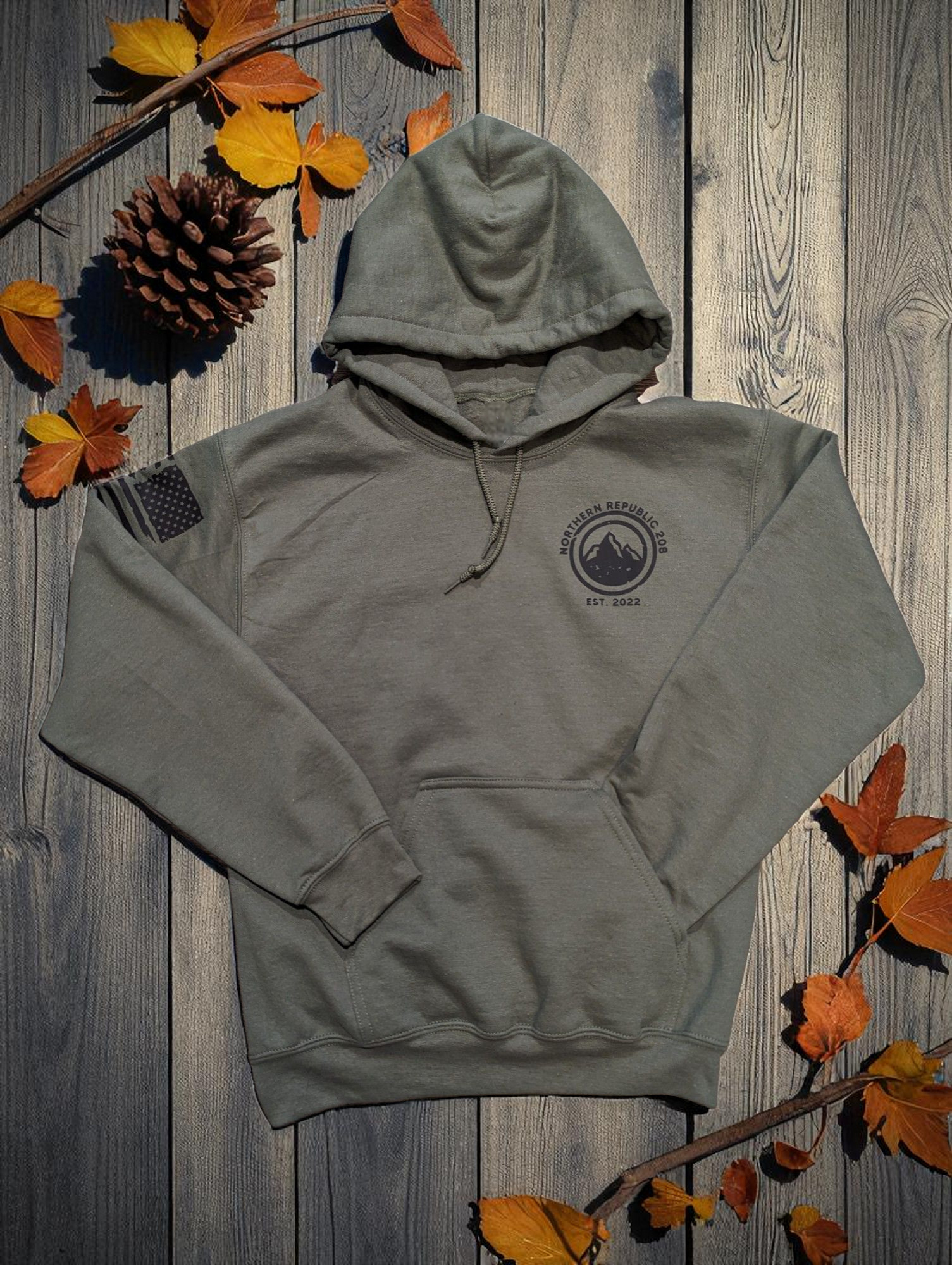 Green Northern Republic logo hoodie